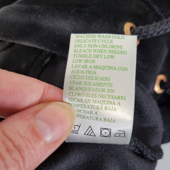 Womens Green Tea Velour draw string pants Black Flare/bootcut bottoms Size Small - Picture 11 of 12